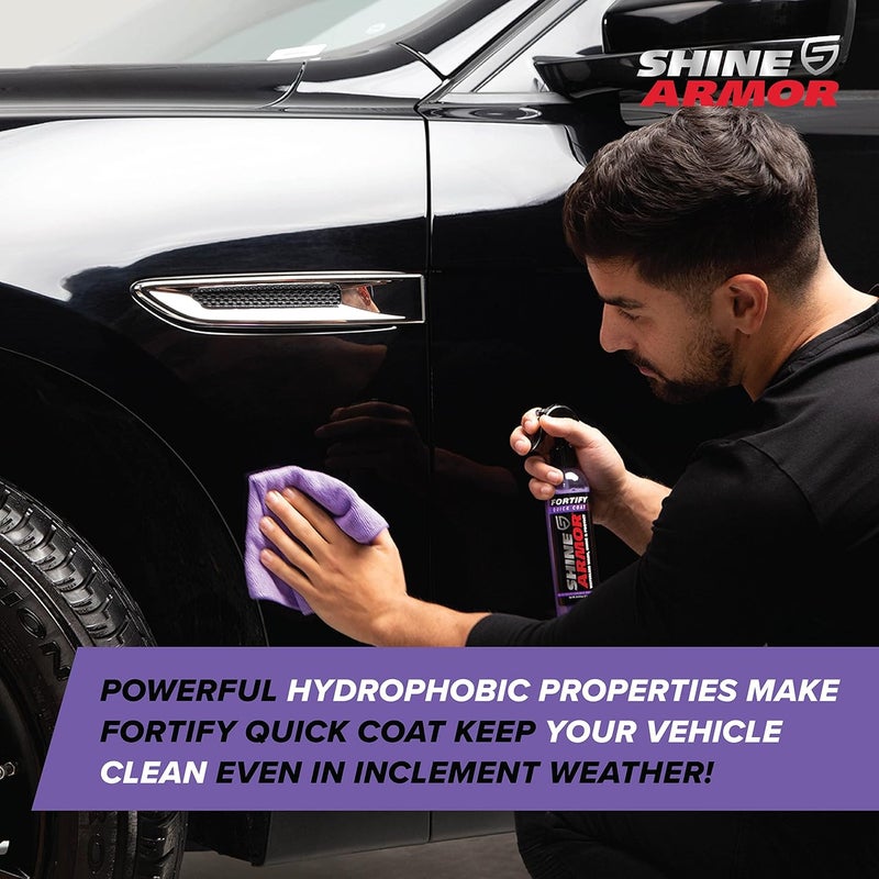 SHINE ARMOR Fortify Quick Coat – 3-in-1 Ceramic Coating Spray (8oz) | Waterless Wash, Shine & Protection | Streak-Free, Hydrophobic Car Wax for Paint & Trim - Image 5